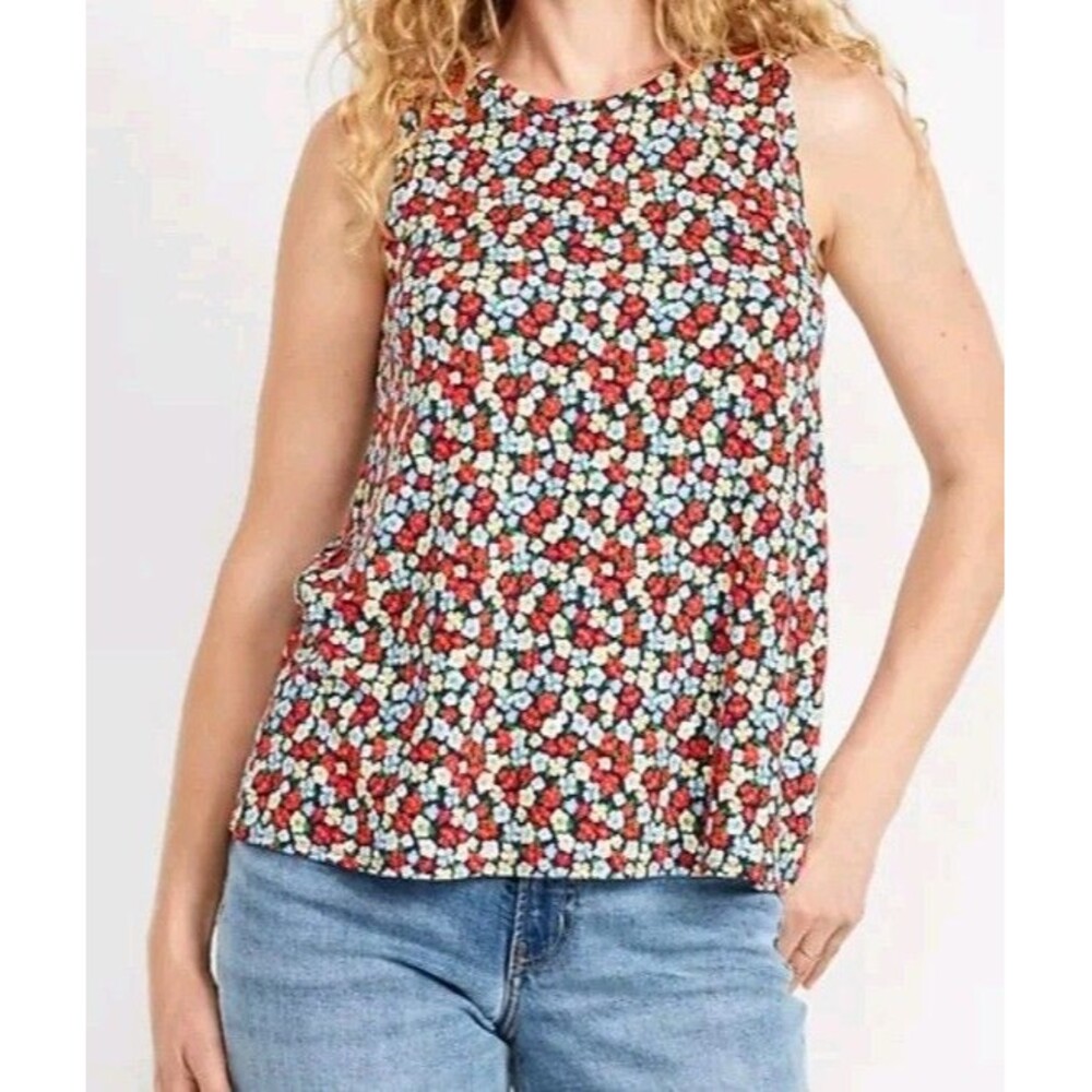 NWT Women's Old Navy Luxe Blue Floral Sleeveless Top Size XS